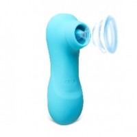 Vibrating & Sucking Vibrator with Tongue, 12-Speed, Medical Grade Silicone, Waterproof, Rechargeable, LIGHT BLUE